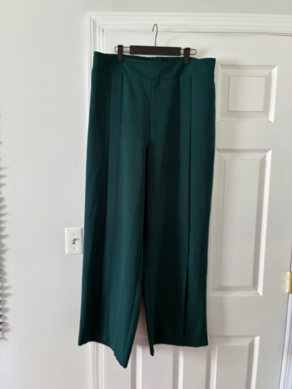 High-Rise Wide-Leg Teal Green Pants